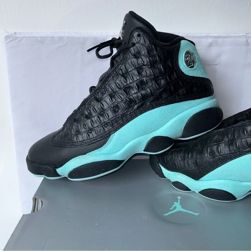 Jordan Retro 13 Sneaker Retro Island Green High Top Faux Croc Leather Suede Shoe